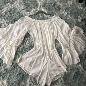 Off shoulder white romper
